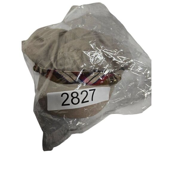 Lei Khaki Cotton Newsboy Hat With Plaid Accent & Brass Buttons boho cottagecore - Picture 8 of 9